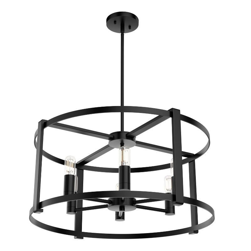 Astwood 26" Matte Black Art Deco Drum Chandelier