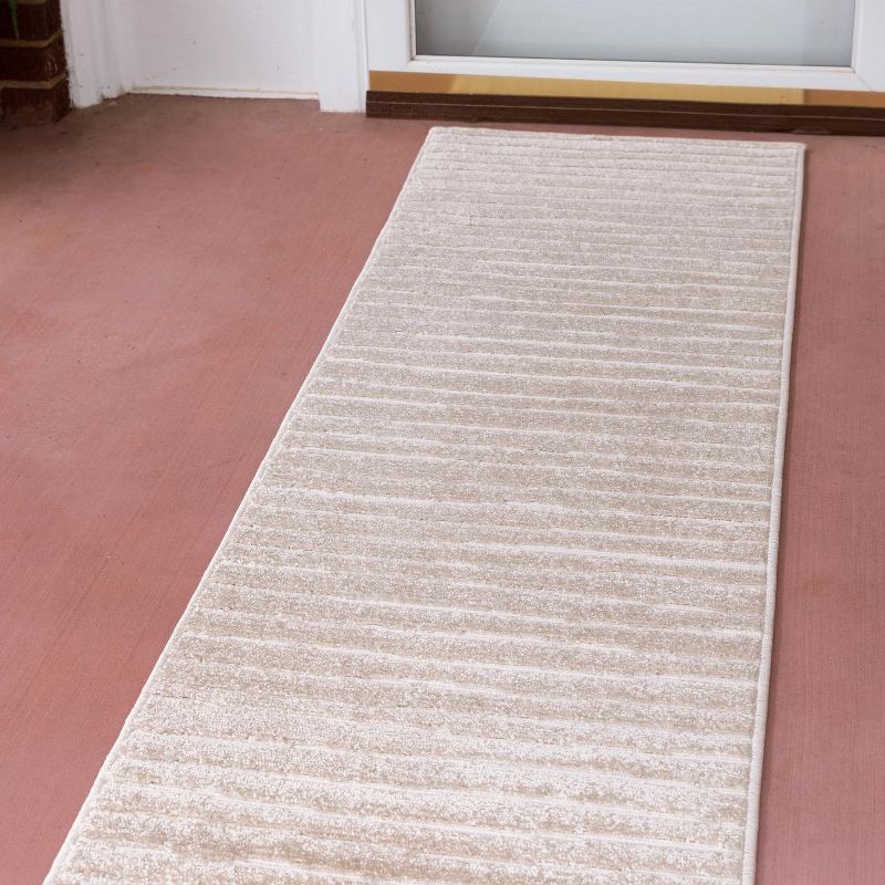 Beige and Brown Reversible Outdoor Runner Rug