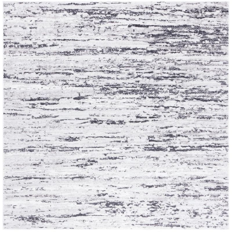 Amelia Light Grey and Charcoal Square Synthetic Rug