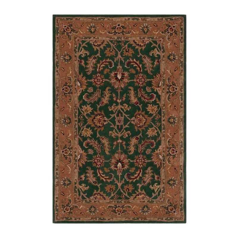 Handmade Dark Green and Gold Tufted Wool Area Rug, 2 x 3 ft