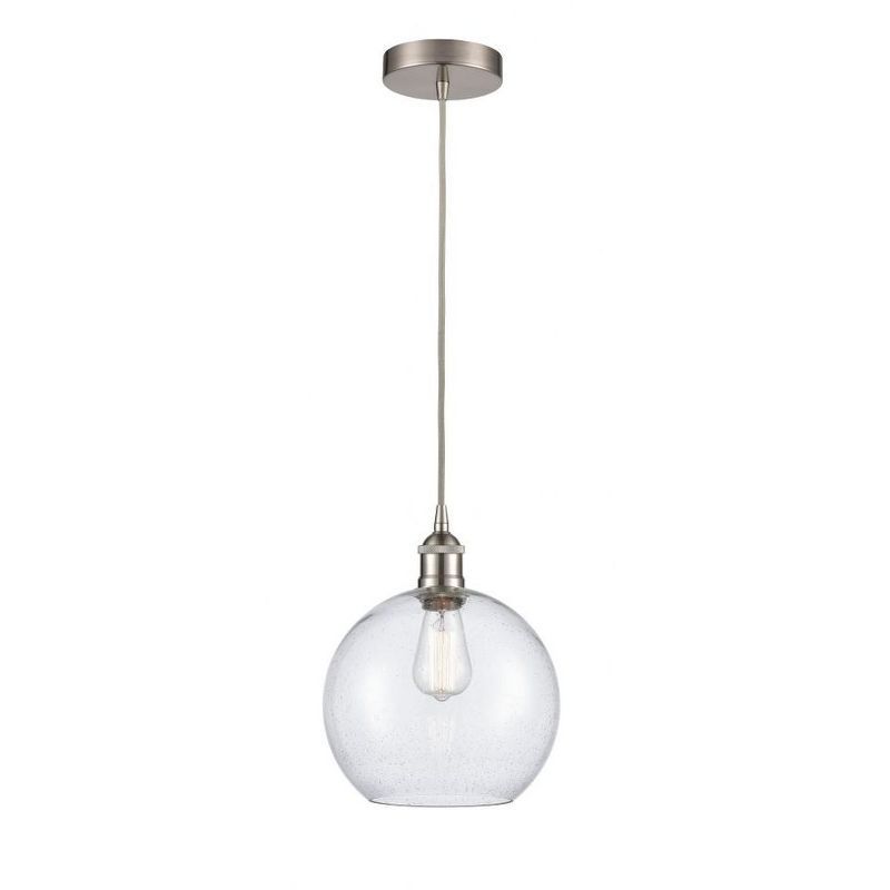 Athens Brushed Satin Nickel Mini Pendant Light with Glass Shade