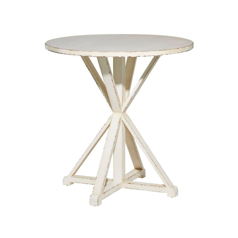 Elegant Farmhouse White Wood Round Accent Table 29" x 31"