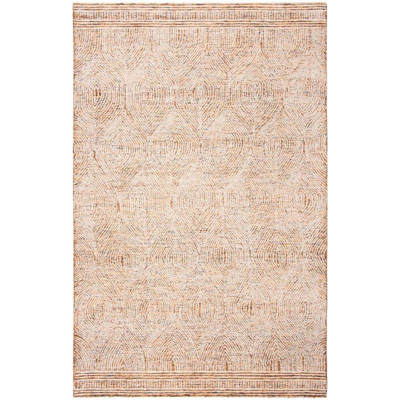 Ivory and Rust Abstract Handmade Wool Tufted Area Rug