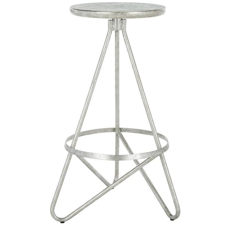 Transitional 30'' Silver Leaf Metal Backless Bar Stool