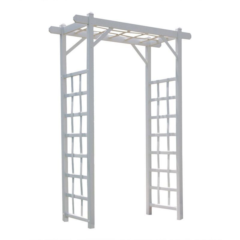 White Vinyl Garden Arbor with Lattice Sides