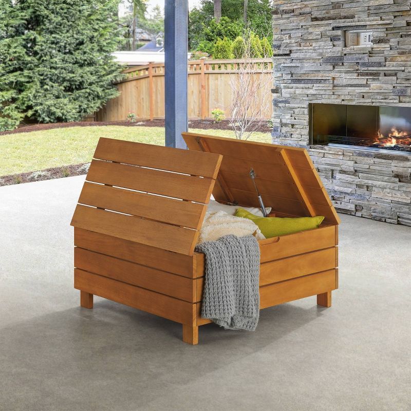 Eucalyptus Wood Outdoor Coffee Table with Lift Top Storage