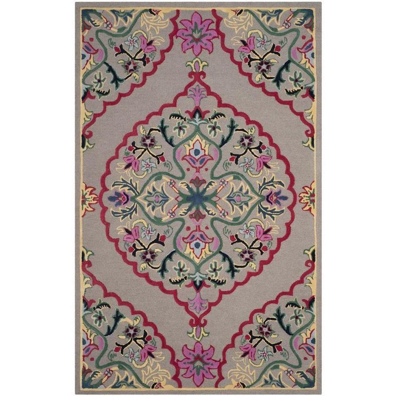 Handmade Bellagio Dark Grey & Multicolor Wool Area Rug - 6' x 9'