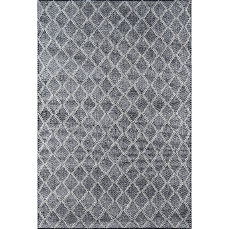 Charcoal Geometric Tufted Wool-Viscose 24"x36" Handmade Rug