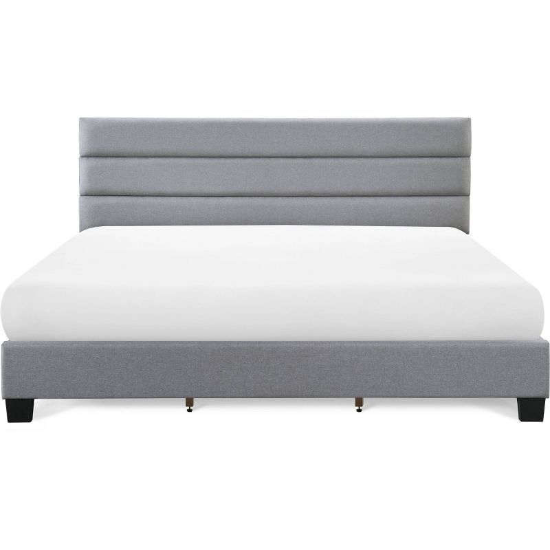 Hudson King-Size Gray Linen Tufted Upholstered Bed with Slats