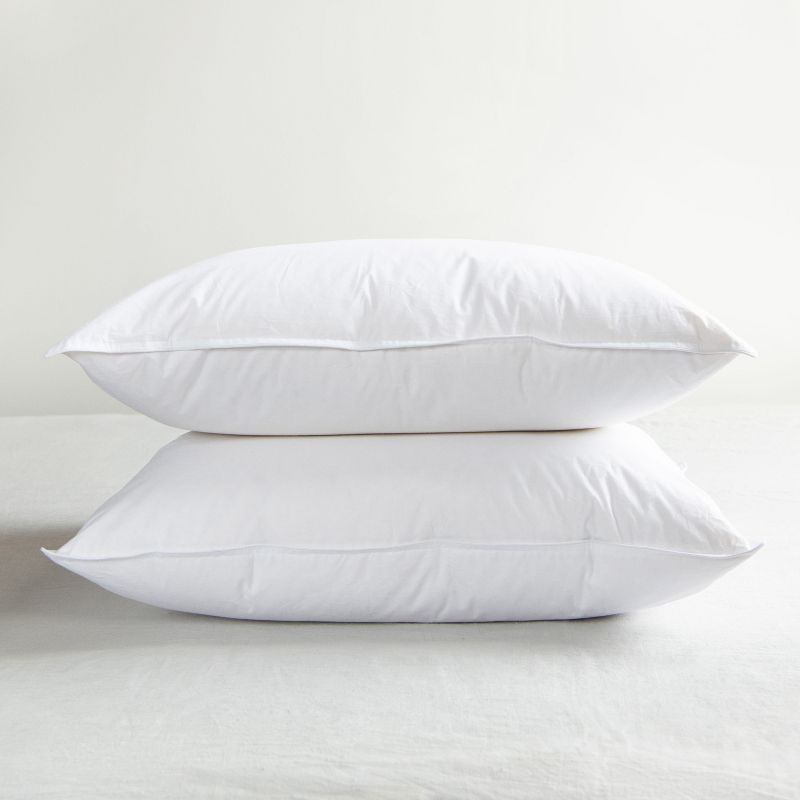 Soft White Duck Feather and Down Bed Pillows, 2-Pack