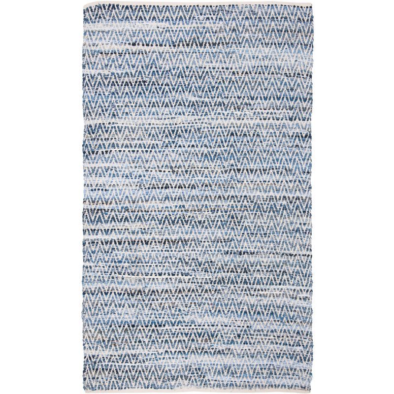 Montauk Blue Handwoven Cotton Flatweave Area Rug 5' x 8'