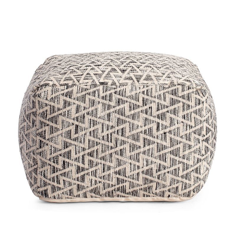 Lafayette Handmade Black & Ivory Square Pouf Ottoman