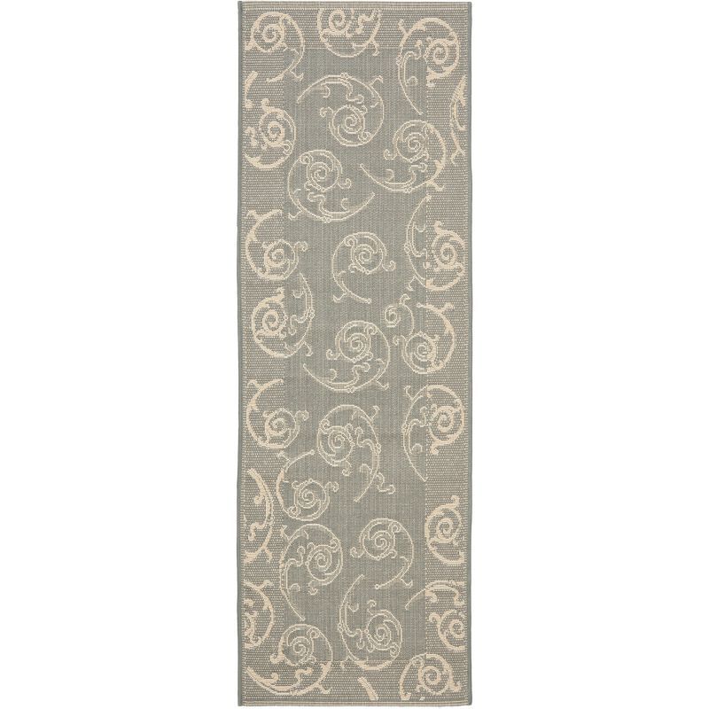 Gray Synthetic Flat-Woven 27" Reversible Indoor/Outdoor Rug