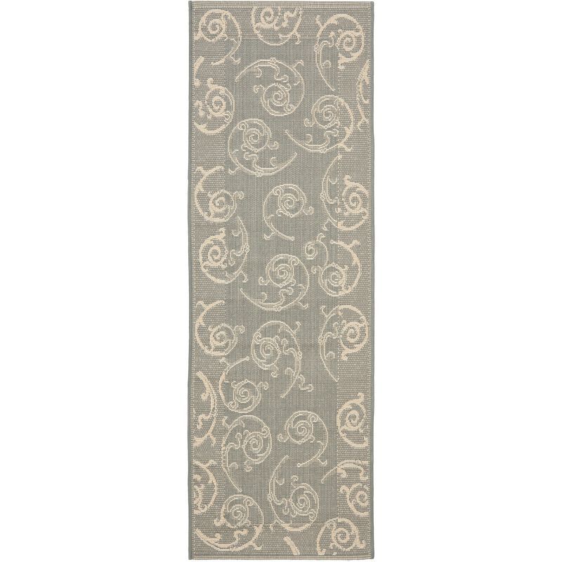 Gray Synthetic Flat-Woven 27" Reversible Indoor/Outdoor Rug