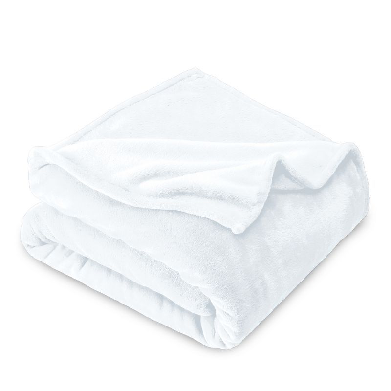 White Microplush Fleece Reversible Baby Throw Blanket