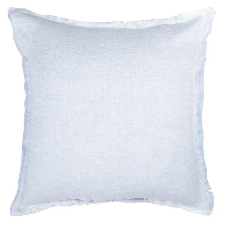 Sky Blue Fringe Soft Linen Throw Pillow 21"