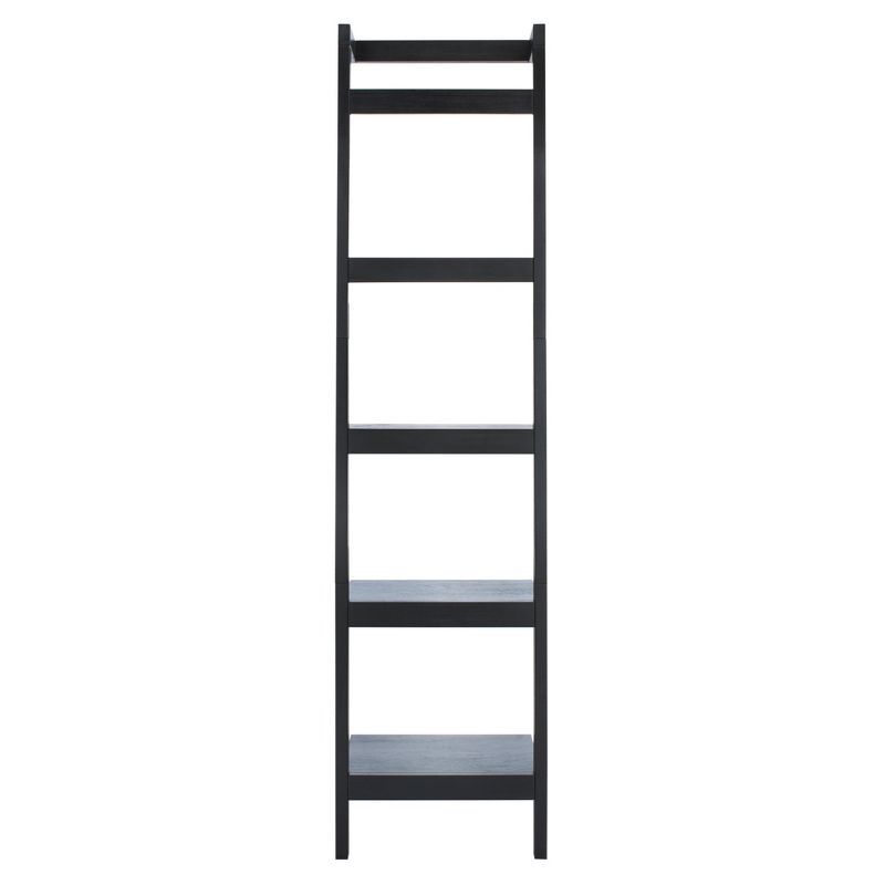 Modern Black Solid Wood 5-Tier Ladder Etagere