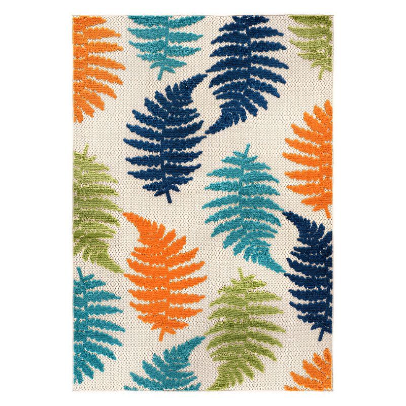 Seville Multicolor Floral Leaves 5' x 7' Synthetic Indoor/Outdoor Rug