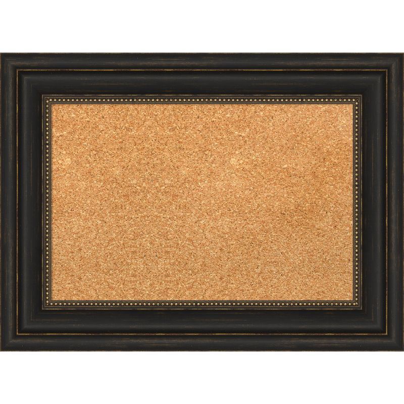 Natural Cork Bulletin Board with Bronze Frame, 27" x 22"