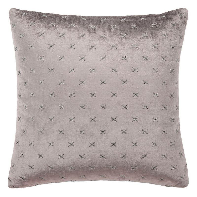 Deana Light Grey Embroidered Square Throw Pillow