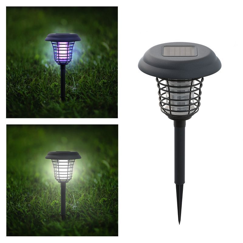 Black Solar LED Bug Zapper Outdoor Light