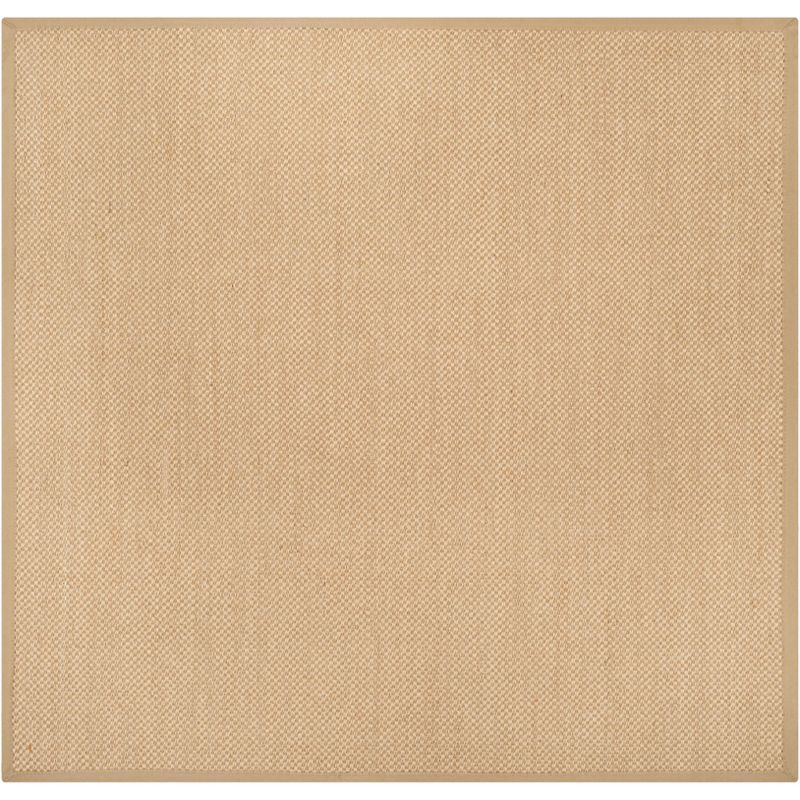 Natural Fiber Maize Linen Square Area Rug with Cotton Border