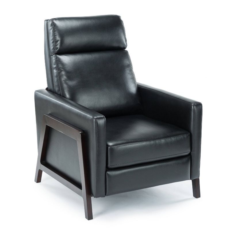 Maxton Black Faux Leather Mid-Century Modern Recliner