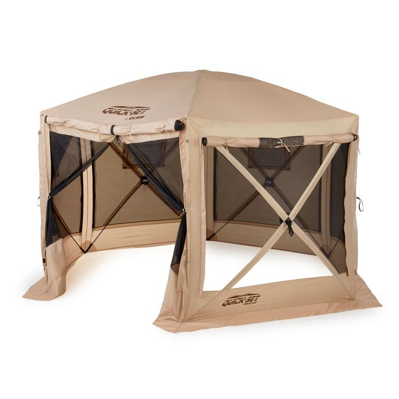 Tan Portable Pop-Up Outdoor Camping Gazebo Canopy Shelter