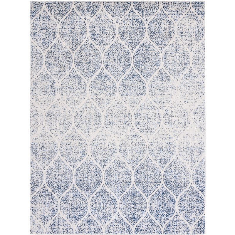 Blue and Cream 8' x 10' Synthetic Area Rug