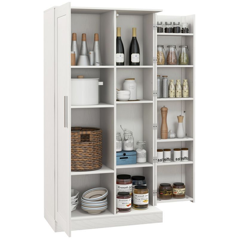 White 14-Tier Freestanding Kitchen Pantry Cabinet