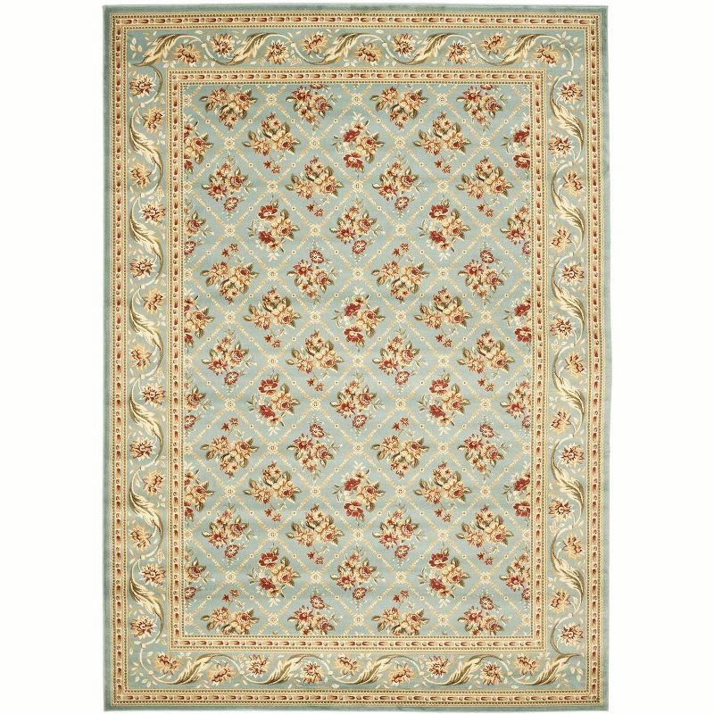 Lyndhurst Blue Floral Border Medium Pile Area Rug