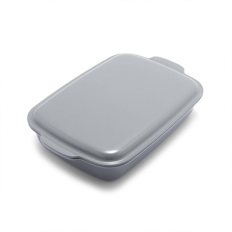 Gray Aluminum Nonstick Rectangular Baking Pan with Lid