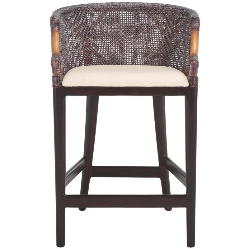 Brando Extra Tall Brown and White Faux Leather Counter Stool
