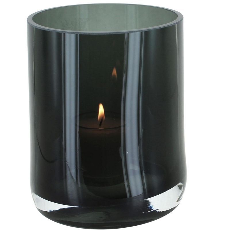 Modern Almost Black Ceramic Hurricane Candle Holder