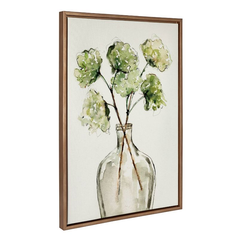 Gold Framed Botanical Greenery Vase Canvas Wall Art, 23" x 33"