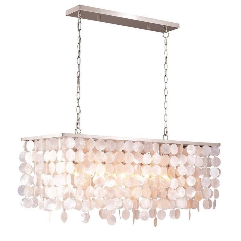 Elsa 36" Satin Nickel Glass Island Pendant Light