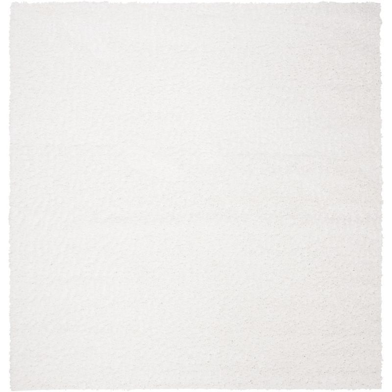 Luxurious White Square Shag Area Rug - Hand-Knotted, Easy Care, 5'3"