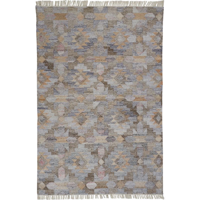 Gray Geometric Flat Woven Synthetic Area Rug 8' x 10'