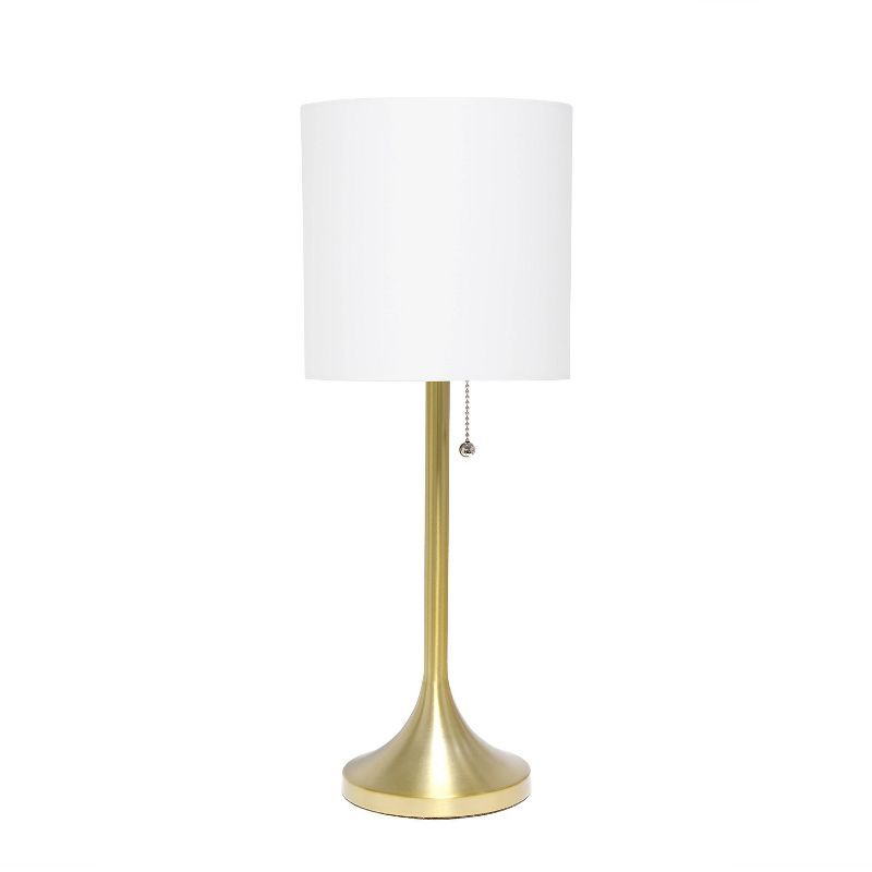 Elegant Gold Metal Base Table Lamp with White Fabric Drum Shade