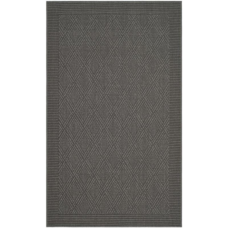 Gray Geometric Hand-knotted Synthetic 4' x 6' Area Rug