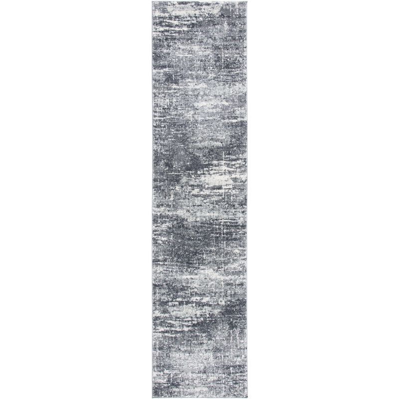 Ivory and Grey Synthetic Hand-knotted Runner Rug