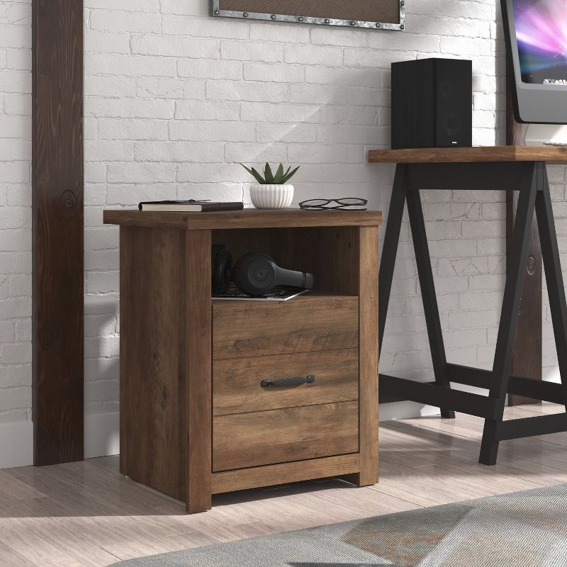 Light Oak Rectangular Accent Table with Storage and USB