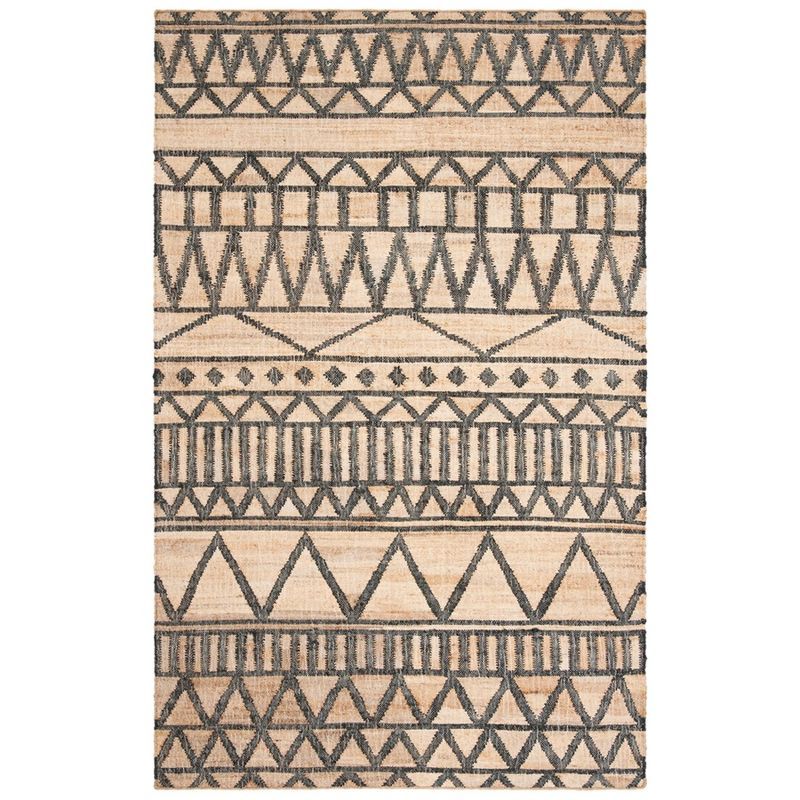 Nomadic Charm Natural/Charcoal Hand-Woven Wool & Cotton 4' x 6' Rug