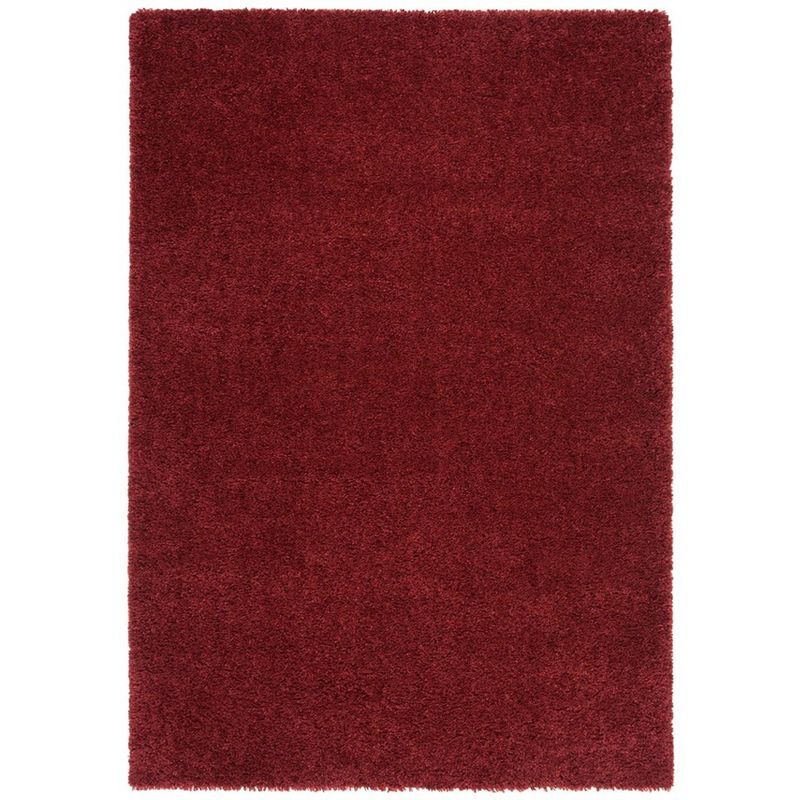 Luxurious Burgundy Shag Area Rug 6' x 9' - Hand-Knotted Elegance