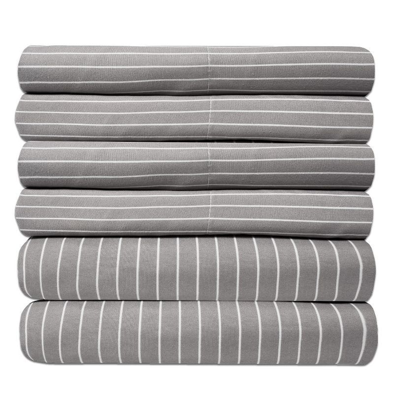 Gray Pinstripe Full Size Egyptian Cotton Microfiber Sheet Set