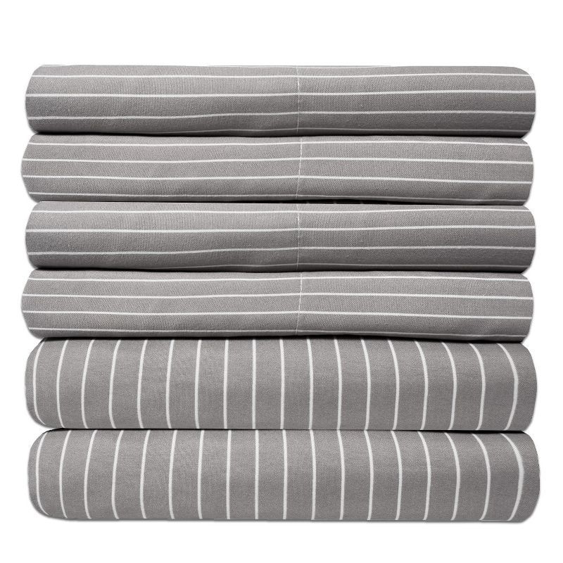 King Pinstripe Gray Egyptian Cotton Microfiber Sheet Set