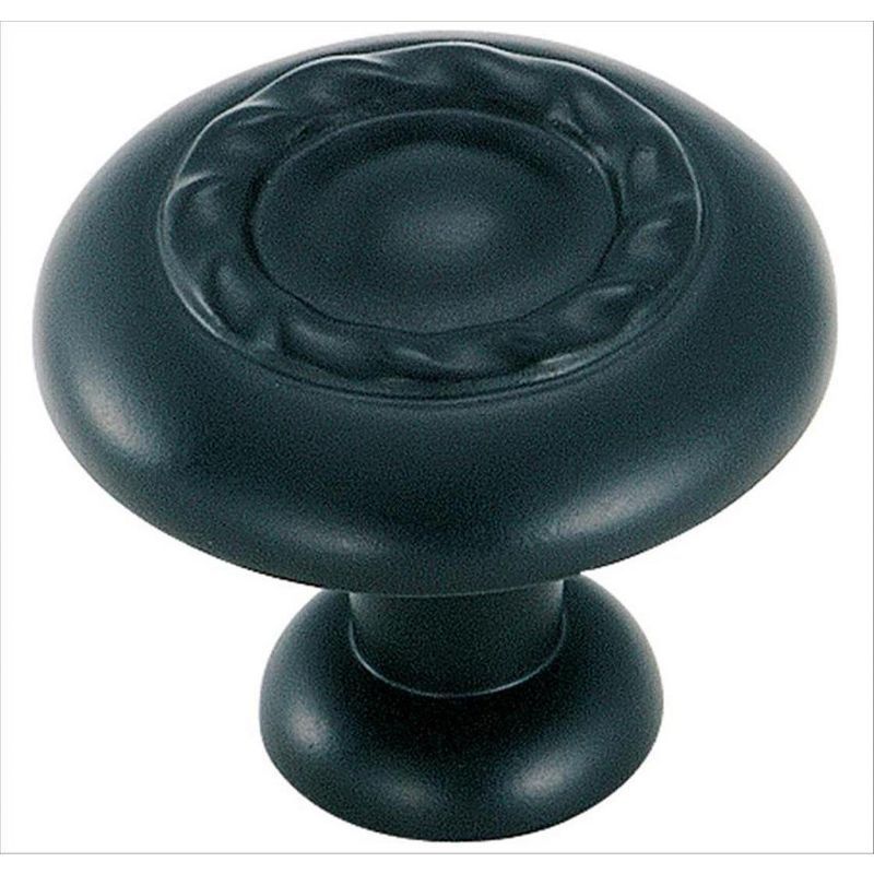 Matte Black Round Zinc Cabinet Knob with Mounting Hardware