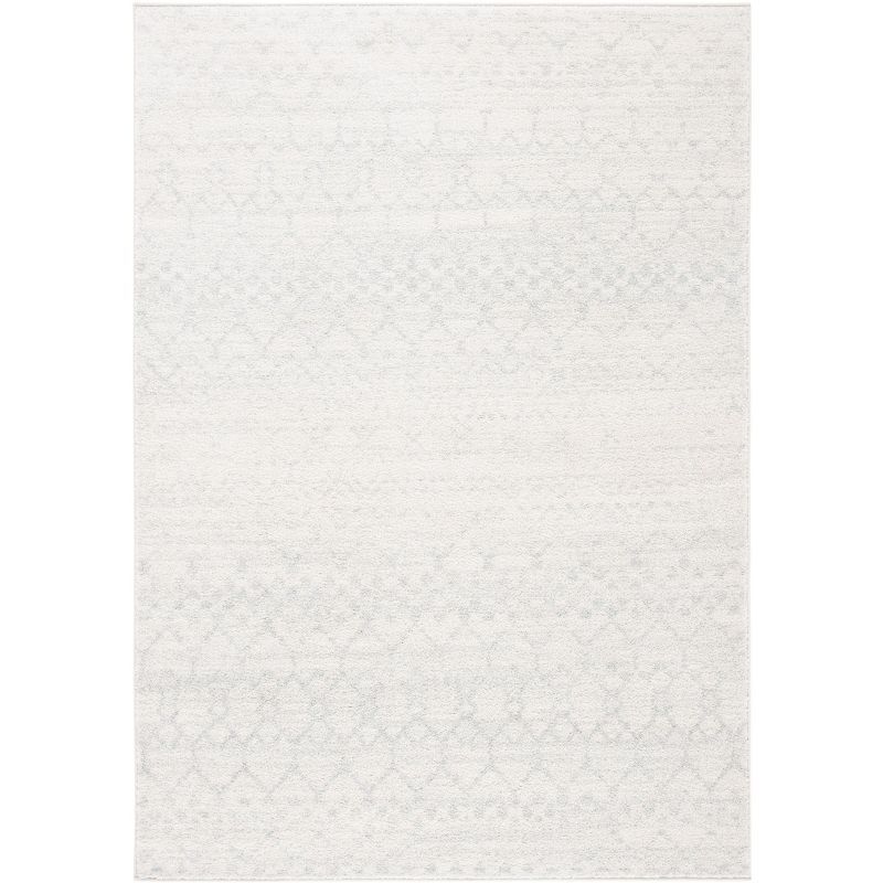 Ivory and Light Grey 4' x 6' Hand-knotted Synthetic Area Rug