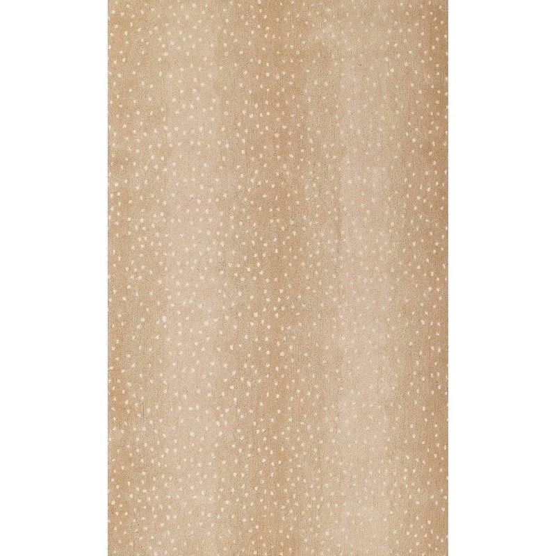 Beige Wool Hand-Tufted Antelope Print Area Rug