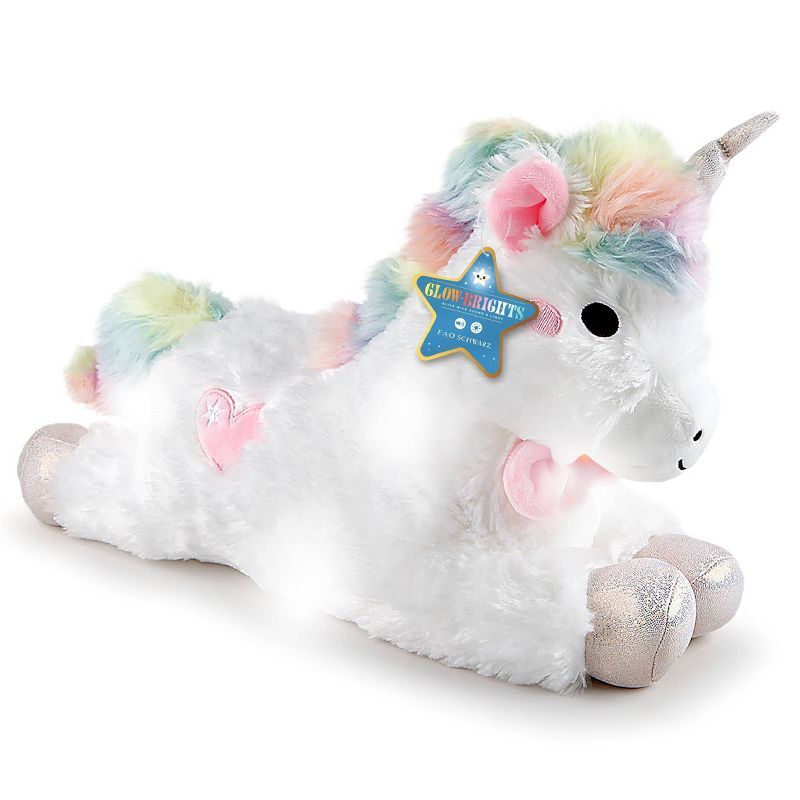 White Plush Unicorn with LED Lights and Sound 16"